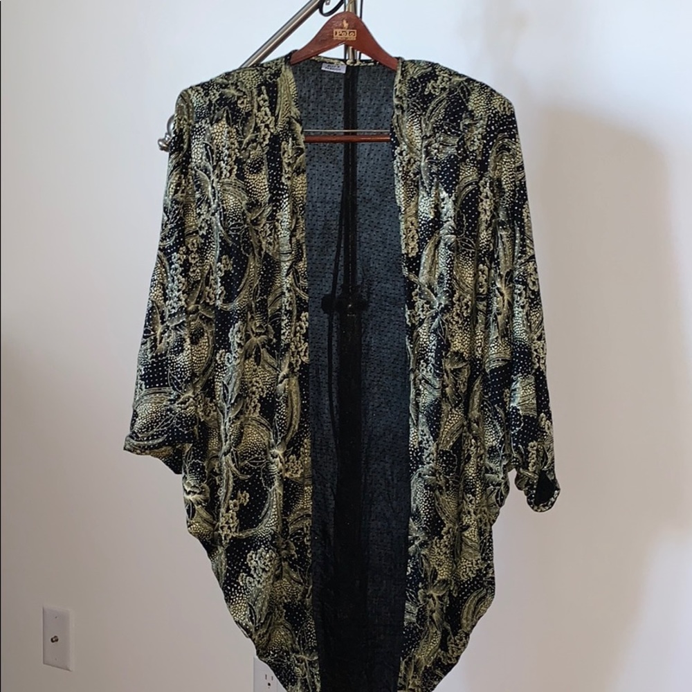 Glitter & Gold Patterned Black Shaw